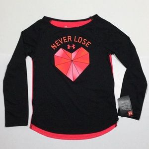 NWT Under Armour girls black shirt.